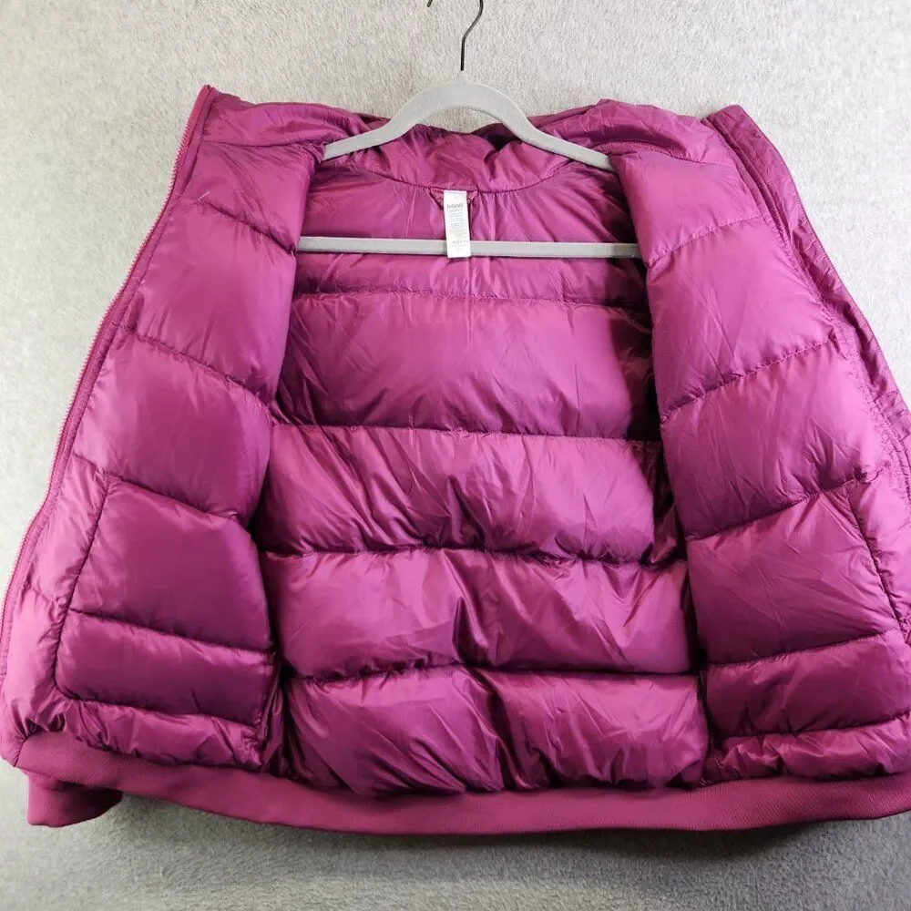 Ivivva Jacket Girls 14 Pink Down Puffer Coat By Lululemon Hide Away Hood Quilted
